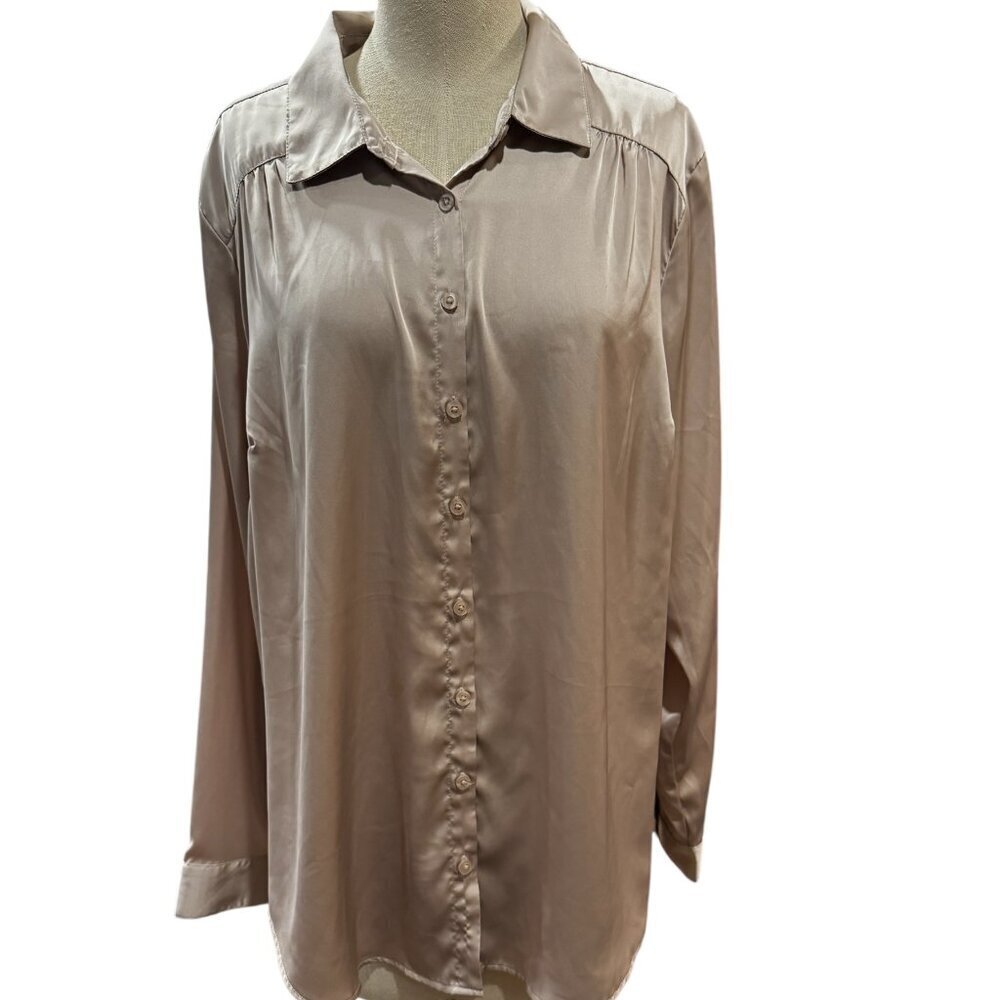 Torrid Satin Button-Front Blouse – Madison Crepe de Chine – Size 2X – Long Sleev